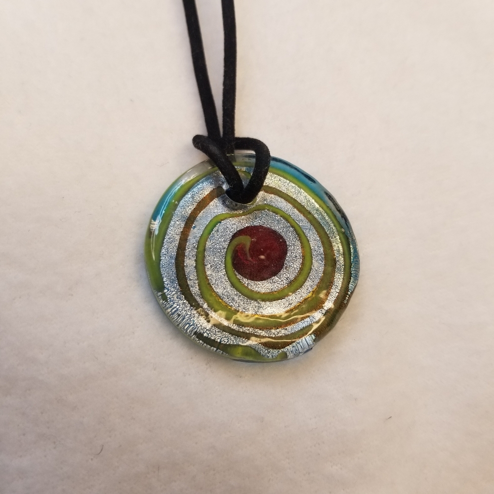 Boho Murano Like Glass Elegant Multicolor Pendant Necklace - Picture 4 of 4